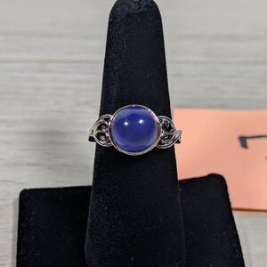 Size 7 Mood Ring Purple Blue Cabochon Silver Tone Filigree Color Change